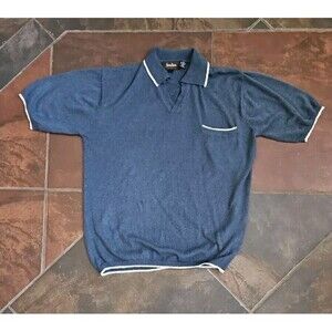 Neiman Marcus Womens Top XL Blue Collar Pocket Short Sleeve